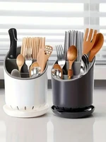 Kitchen Chopstick Storage Rack - Plastic With Drainage Board Cutlery Storage Container - Knife Spoon Fork Container Saves Space 1