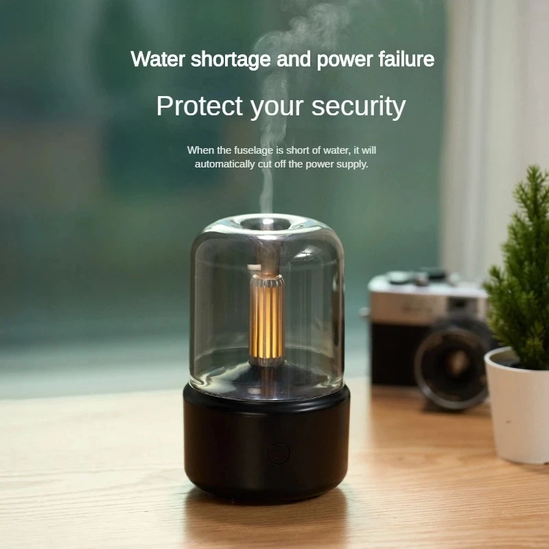Home Aromatherapy Machine Ultrasonic Atomizer Simulation Candlelight LED Bedside Lamp Bedroom Low Noise Humidity