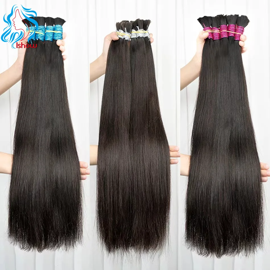 

Wholesale No Weft 100% Human Hair Bulk Raw Indian Hair Extensions 10A Bulk Hair Weaving For Braiding Virgin Remy Hair 1B 100g