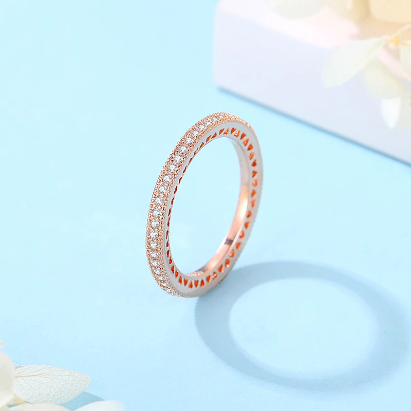 Silver Rings 925 Sterling Silver Rings For Women Original Infinity Love Heart Engagement Wedding Ring Rose Gold Crystals Luxury Jewelry Gift
