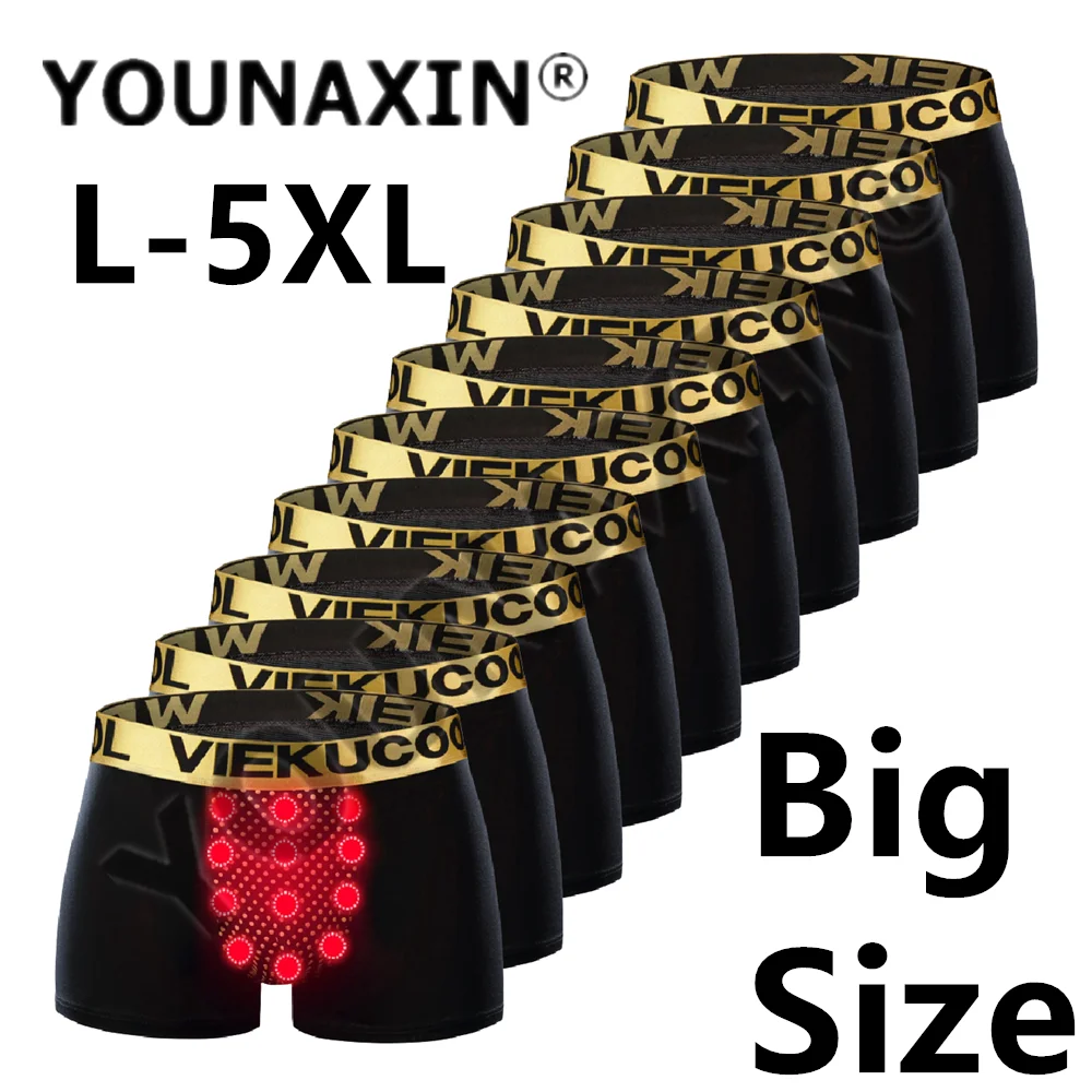 

YOUNAXIN 10 Pieces Big Size Men Underwear Boxers Shorts Solid Color Undies Undershorts Underpants Wholesale L XL 2XL 3XL 4XL 5XL