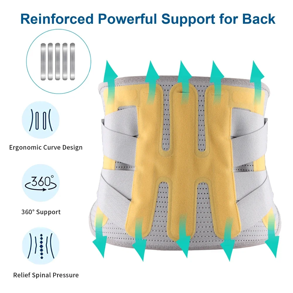 1개입 요추 지지대, 통증 완화를 위한 허리 지지대, 척추측만증, 디스크 탈출증, 좌골신경통 - 조절 가능 - 남녀공용