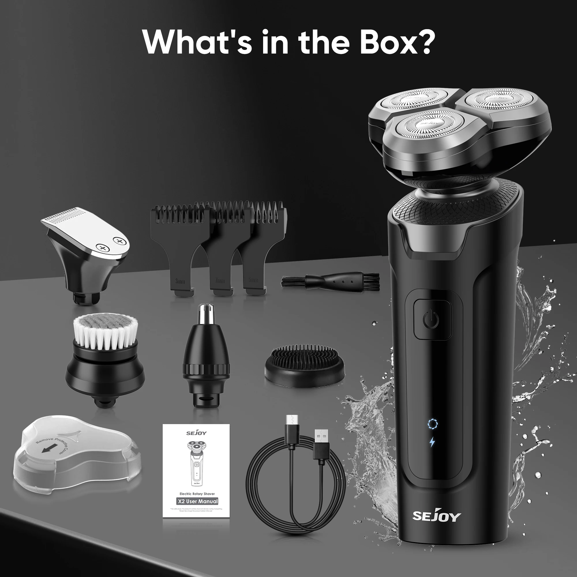SEJOY Shaver Men USB Electric Shaver Powerful Beard Shaving Machine Electric Razor Rechargeable Waterproof