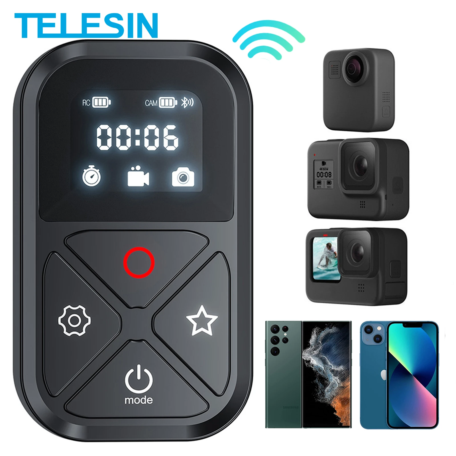 Telesin 80メートルのbluetoothリモコン移動プロ10 9 Ledスクリーン移動プロヒーロー8最大iphoneサムスンhuawei社の携帯電話 Aliexpress Consumer Electronics