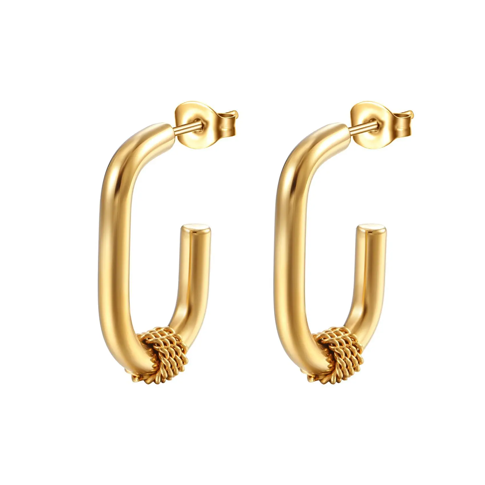 

Wholesale INS Style Fashion Stainless Steel Oval Earrings Simple Trend 18K Women's Titanium Hoop Earring Ornament
