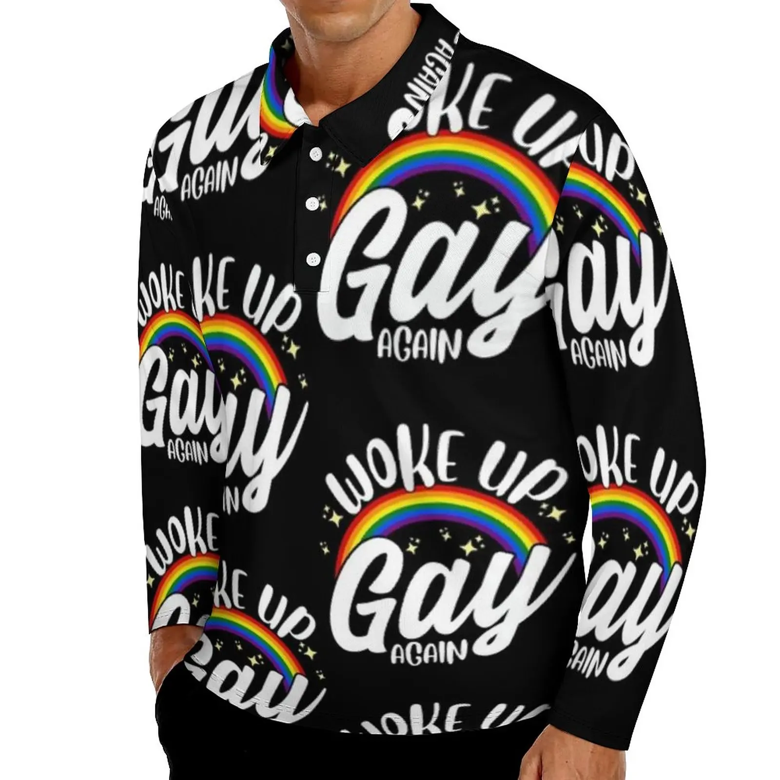 

Gay Pride Polo Shirts Man LGBT Quote Casual Shirt Spring Stylish Turn Down Collar Long Sleeve Design Oversized T-Shirts
