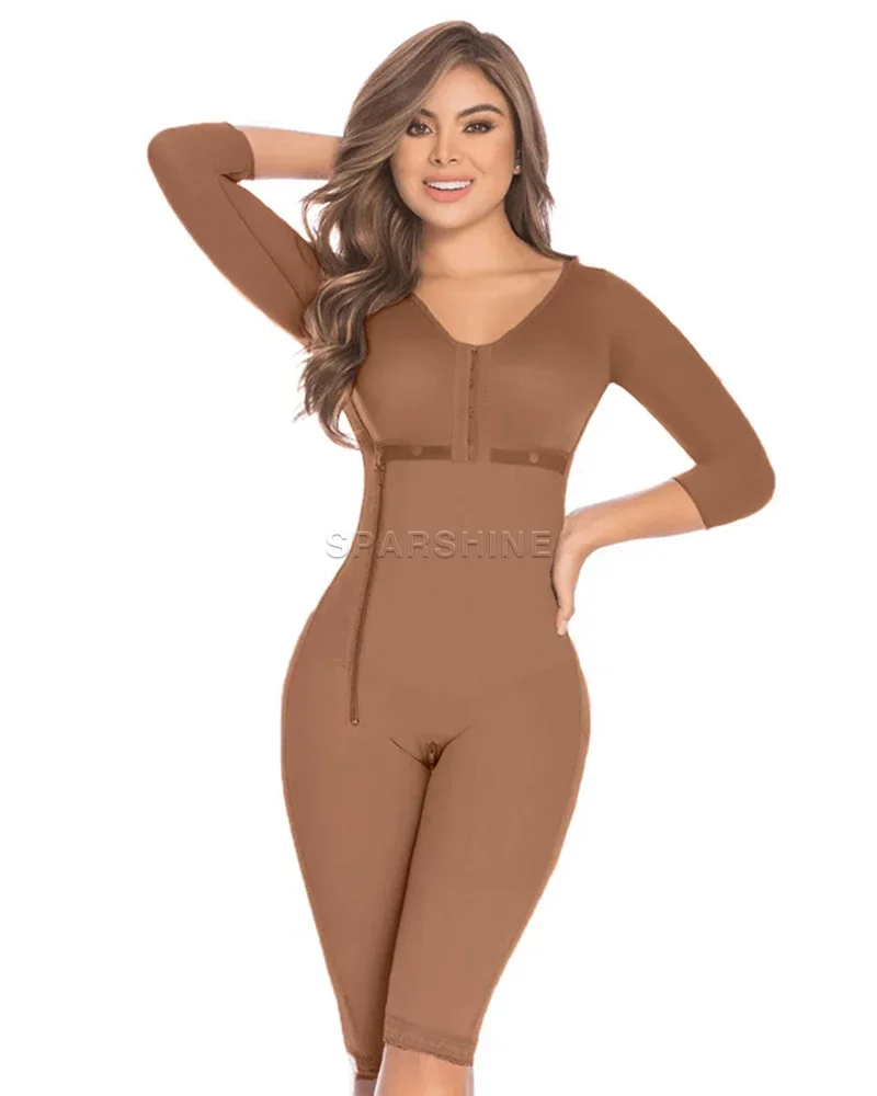 Women's Tummy Control Bodysuit Body Shaper Side Zipper Butt Lifter Breast Support Flat Belly Long Shaperwear