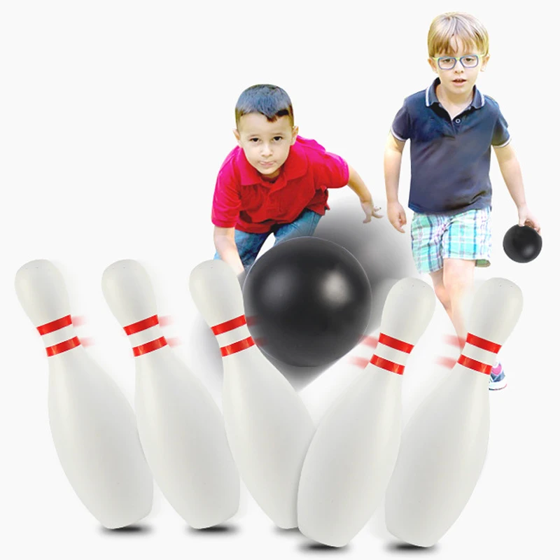 Mini set da bowling in plastica 2 palline e 10 pin Sport all'aria aperta Esercizio indoor Intrattenimento Puntelli Gutterball Divertente set da bowling TMZ - immagine 6