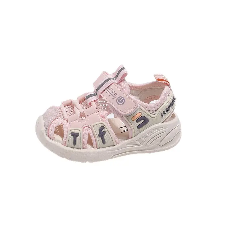  샌들 여름 작은 어린이 신발 소년 스포츠 샌들 어린이 닫기 샌들 핑크 그레이 통기성 소녀 비치 샌들