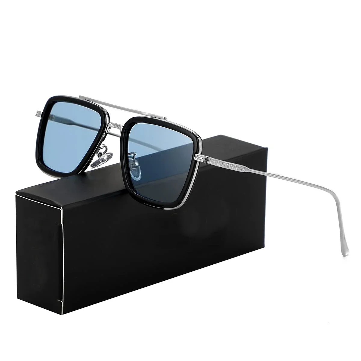 Tony Stark Sunglasses Men Square Metal Avengers Sun Glasses