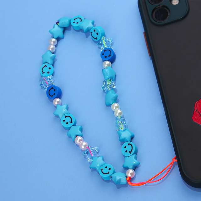 Mobile Phone Chain Straps Charm Color Acrylic Imitation Pearl Pendant Phone Anti-Lost Anti-Drop Lanyard Ladies Jewelry