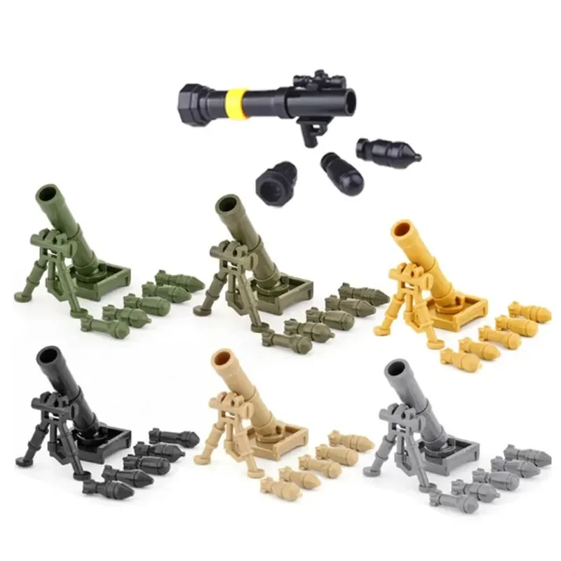 군사 MOC 무기 빌딩 블록 무거운 기관총 개틀링 M19 NSV 피규어 포병 폭탄 처리 권총 총알 장난감 선물 K013