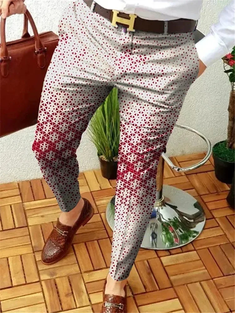 Gradient Color Business Casual Pants Set For Men With Elastic Straight Leg Formal Suit Pants 3d Men's Summer Fashion MA2