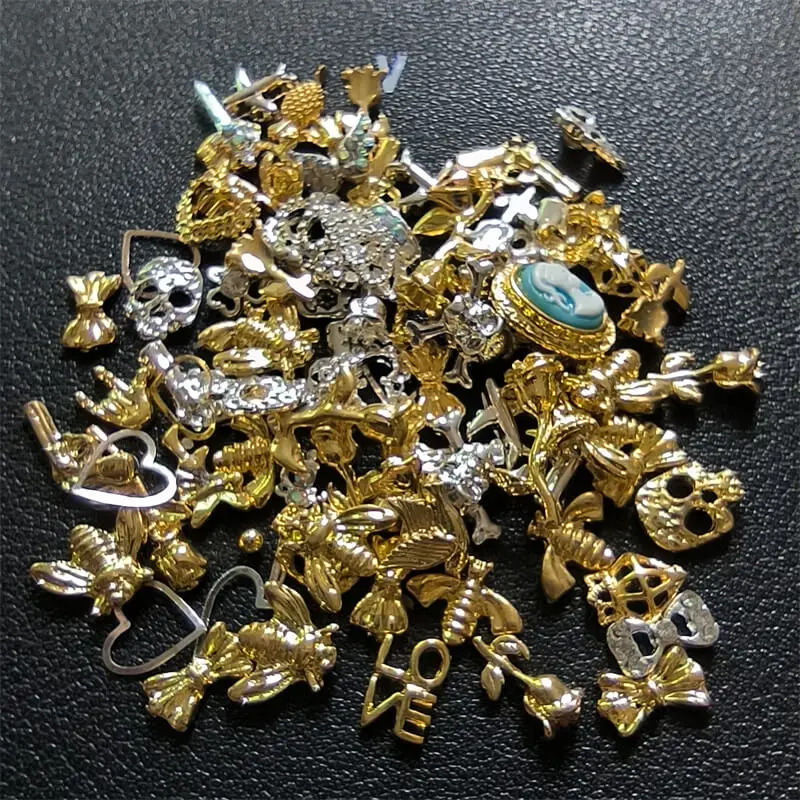 50Pcs Nail Charms Metal Jewelry Random Package Luxury Manicure Decors 3D Nail Art Rhinestones Wholesale Accessories in Bulk 10pcs nail art bear shaped nail charms cute nail art decorations jewelry rhinestone accessories manicure rhinestones