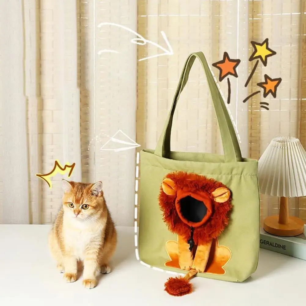 Cat Carrier Bag Pet Bag Lion-shaped Pet Carrier Portable Canvas Shoulder for Small Outdoor Travel Comfort for Dogs