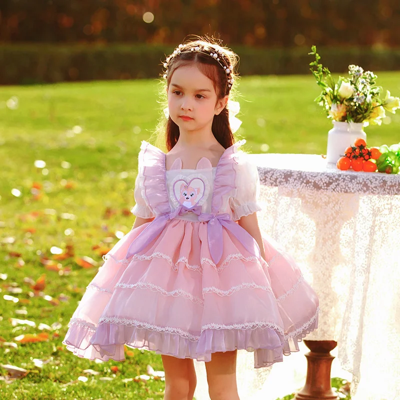 Summer New Girls Short Sleeve Chiffon Dress Children Lovely Lolita Skirt
