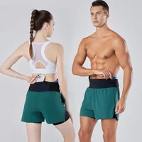 2 in 1 Trail Running Marathon High Large Capacity Quick Dry Long Distance Training Shorts Sports Men Women Summer With Waist bag 2