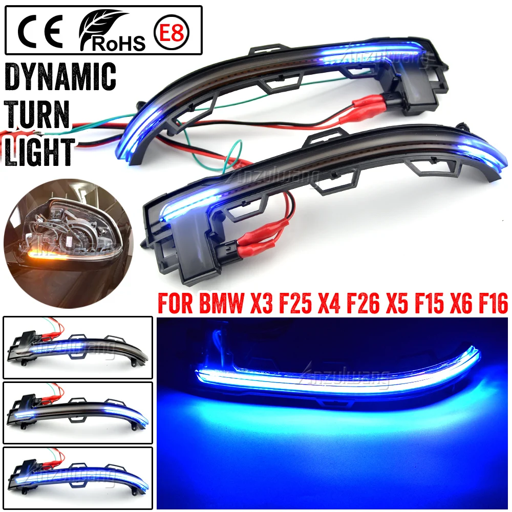 

2 шт., черные автомобильные зеркала поворота для BMW X3, F25, X4, F26, X5, F15, X6, F16 2014-2018