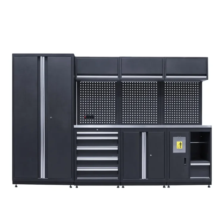 Banco da lavoro combinato per cassetta degli attrezzi da officina con cassetta degli attrezzi modulare dal design moderno per armadietto degli attrezzi in metallo per garage
