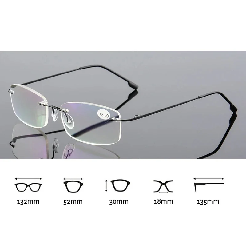 Mai Blume Blau Licht Blockin Ultraleicht Memory Titan Randlose Lesebrille Männer & Frauen Presbyopie Brillen +1,0 +1,5 +2,0 – Detail 1
