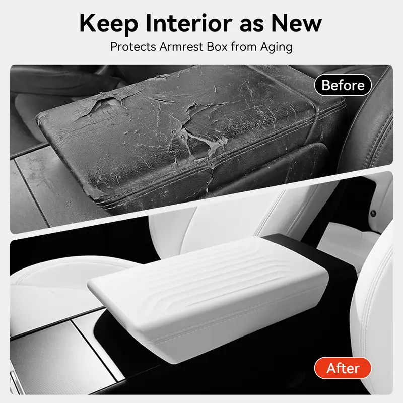 YZ  For Tesla Model Y YL Juniper Model 3 Highland TPE Armrest Cover Soft Case Center Arm Rest Pad Anti-scratch 2026 Accessories - Image 2