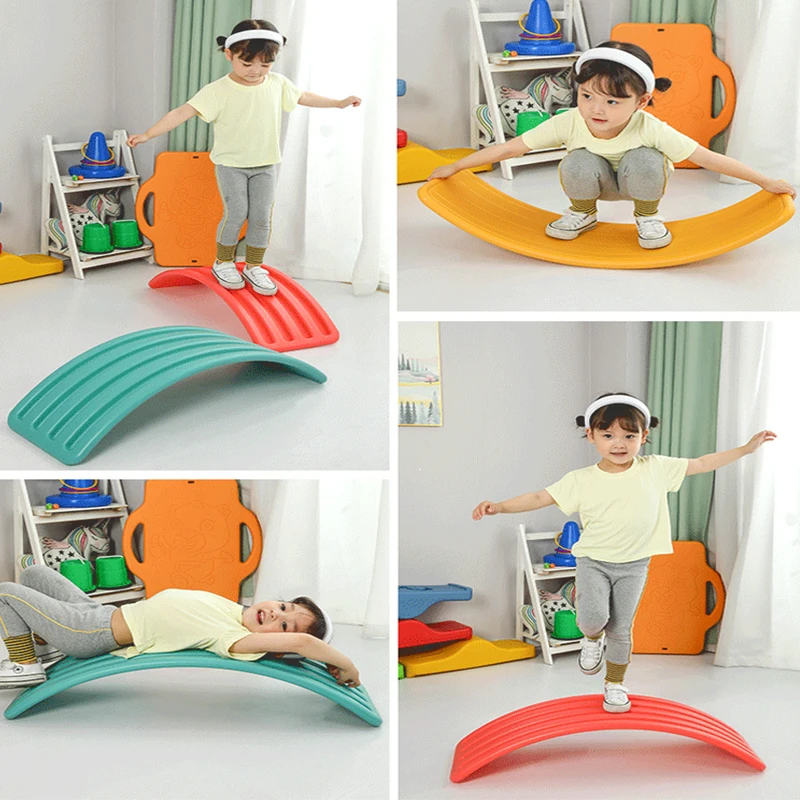 2022 Child Balance Board Seesaw Toy Indoor Curved Wobble Board Baby Double Outdoor Yoga Board Outdoor Toy Games For Kids 4