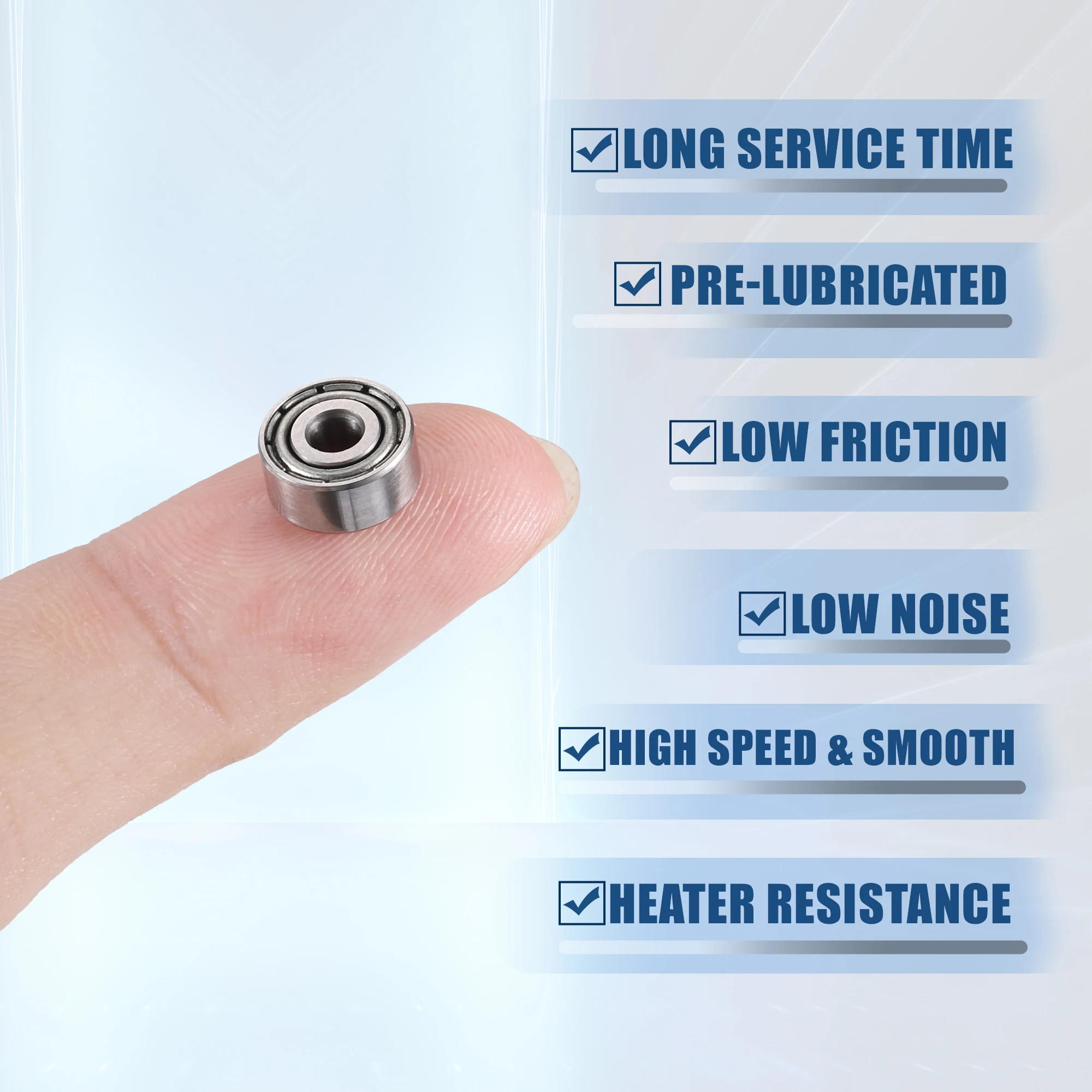 Enhanced Silver Tone Double Shielded Deep Groove Ball Bearings - Pack of 5