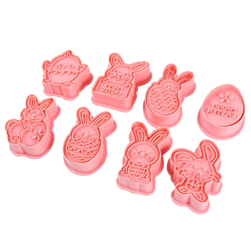 4/8pcs Easter Cookie Cutter Mold Easter Eggs Rabbit Chick Biscuit Fondant Mould For Easter Party Cake Decoration DIY Baking Tool