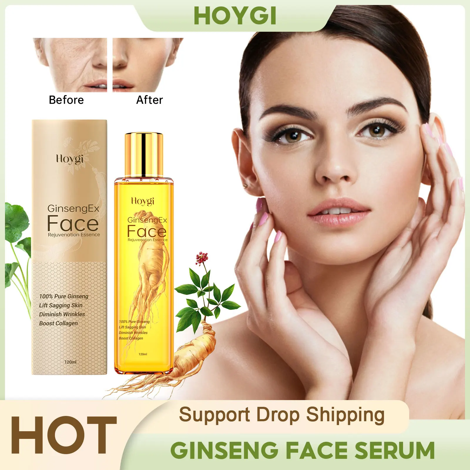 

Wrinkle Remover Serum Reduce Neck Forehead Fine Lines Dark Spots Corrector Firming Nourish Ginseng Whitening Anti Aging Essence