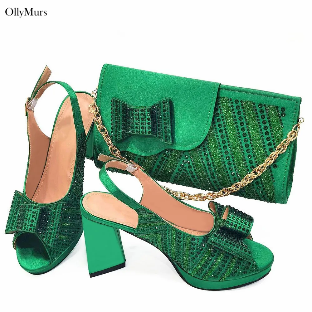 

High Quality Italian Design Women Pumps Shoes And Matching Clutch Bag Set Fashion Summer Sandal Shoes And Bag Set For Party