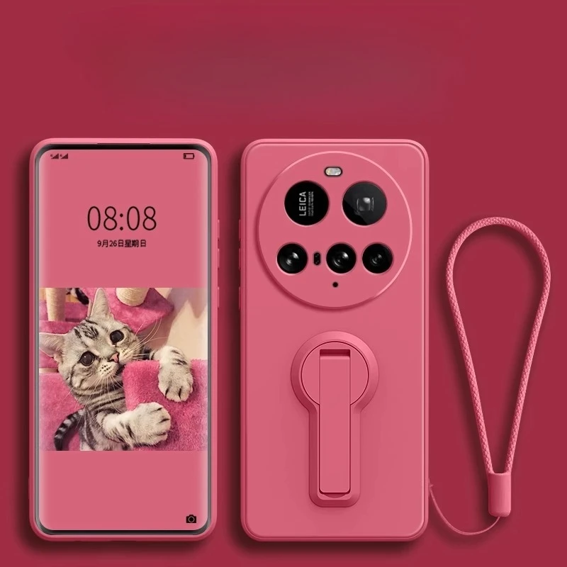 Soft Shockproof Liquid Silicone Lanyard Phone Case with Stand Function