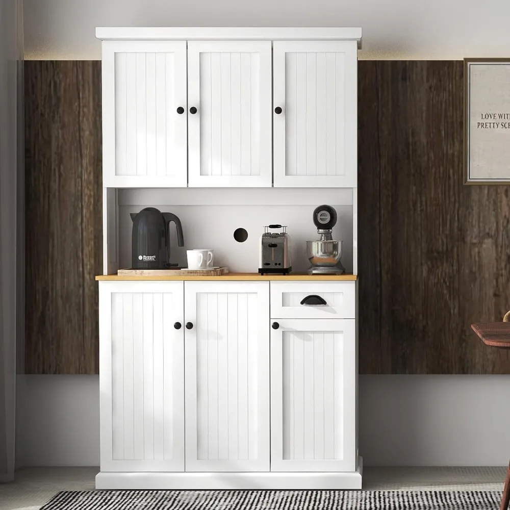Kitchen Buffet Oven Countertop Storage Microwave Cabinet 71" 3 Doors Upstairs 3 Doors Downstairs 1 Drawer