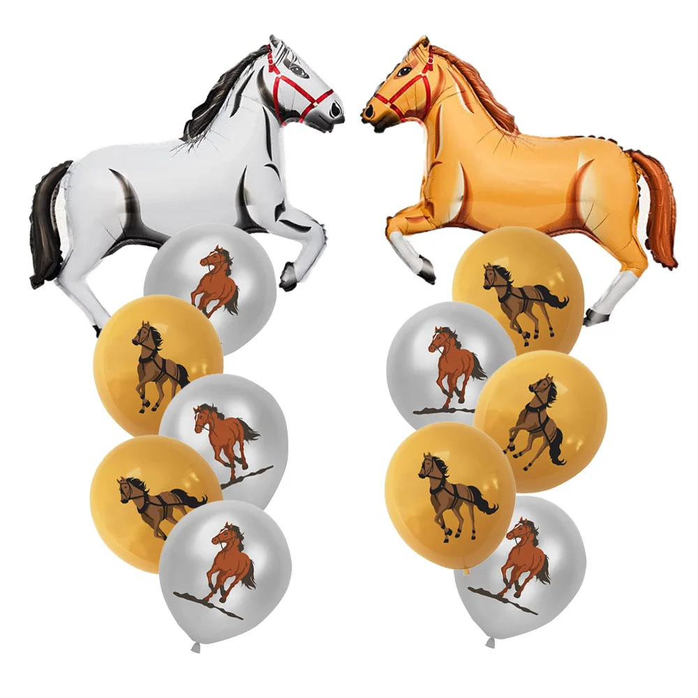 

12pcs/Set Racing Horse Birthday Decorations Balloons Horse Shaped Foil Balloon Cowboy Themed Party Baby Shower Supplies