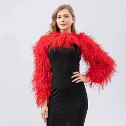 Naturtal Ostrich Feather Long Sleeve Arm Warmer Glove For Dinner Party Wedding Concert Luxurious Furry Fluffy B230402