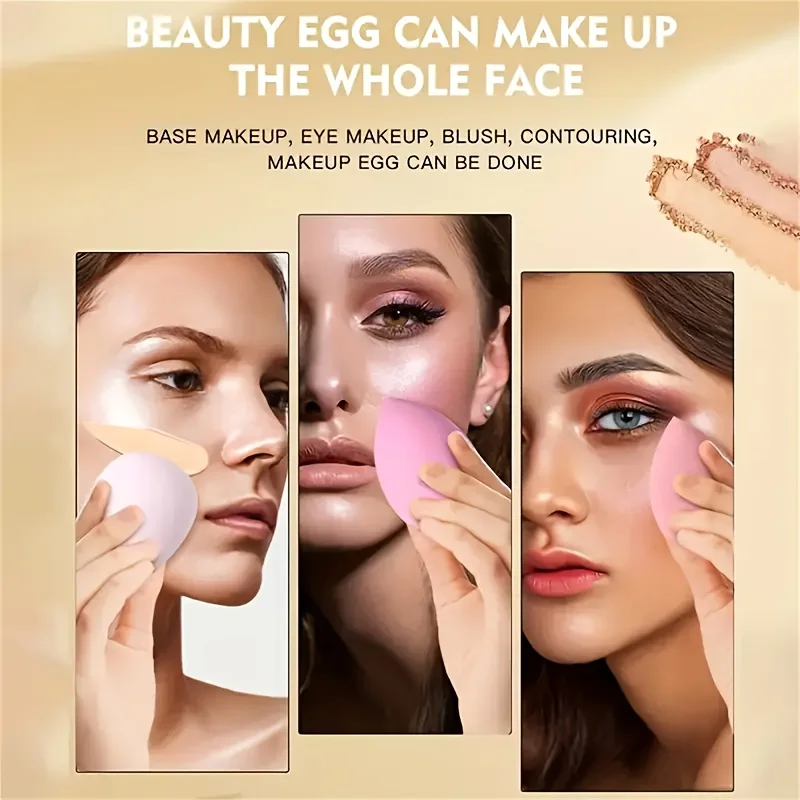 10Pcs Multi-Color Makeup Sponges - Hypoallergenic  for Liquid/BB Cream/Powder | Pore-Blurring Wet&Dry Application