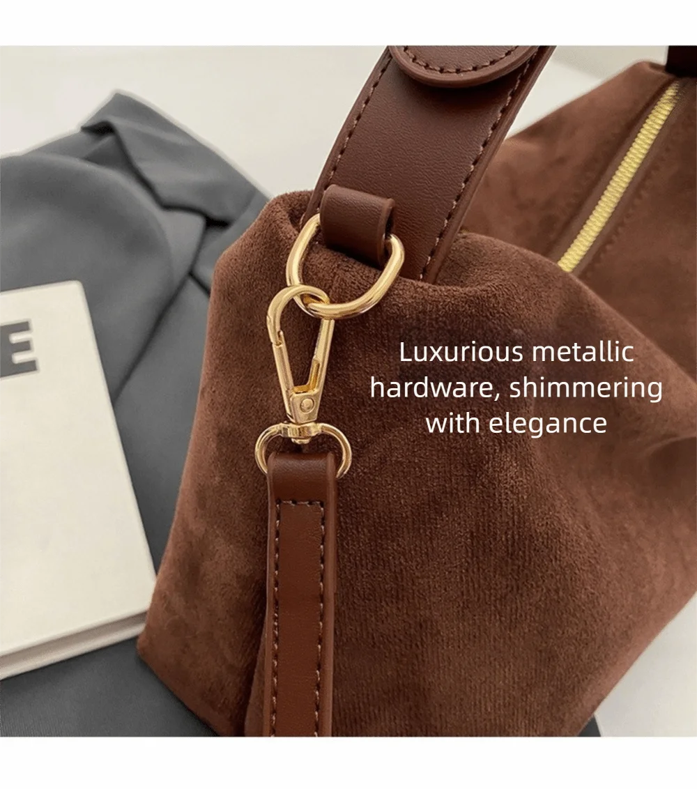 Vintage Einfarbige Unterarmtasche Große Kapazität PU Leder Umhängetasche Umhängetasche Damen – Detail 3