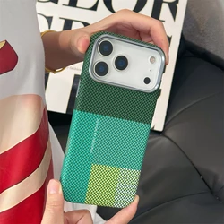 Vibrant Carbon Fiber Shockproof Phone Case - Magnetic Wireless Charging Compatible - iPhone 15 (Green)