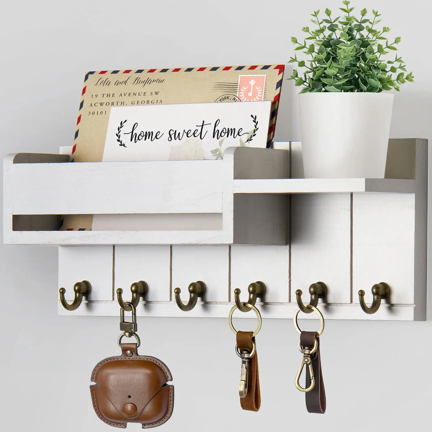 Wooden wall mounted envelope holder, bedroom, study room, key hook, solid wood wall, miscellaneous sorting and storage rack