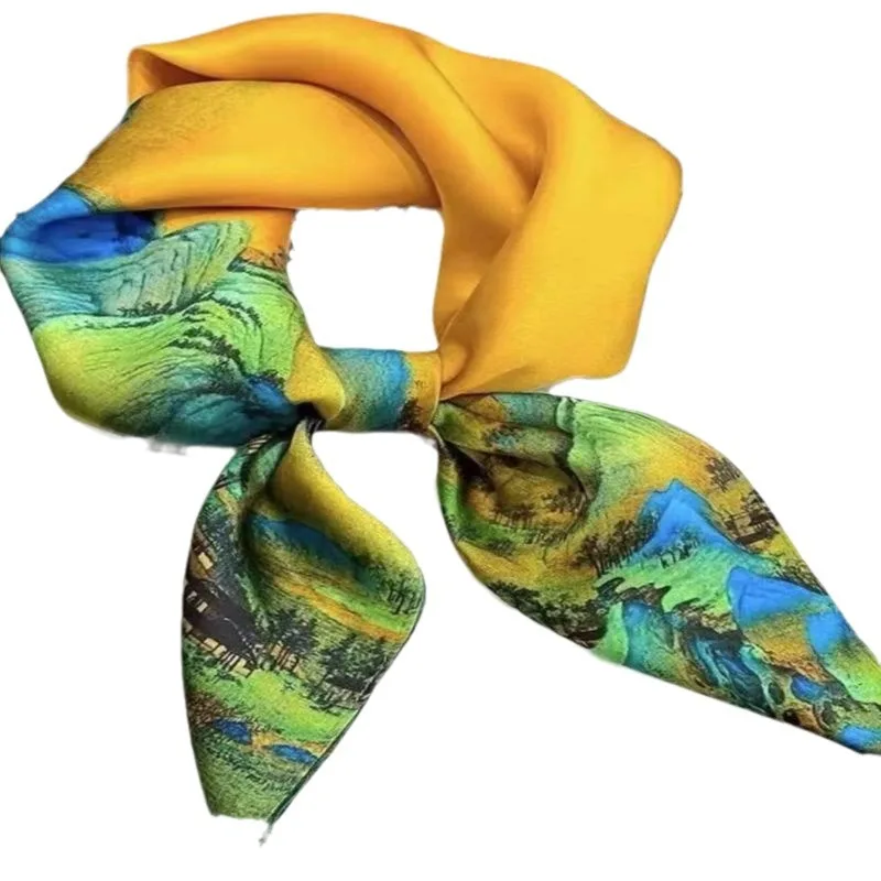 Silk Scarf Square Scarf New Fashion Women 70x70cm Silk Scarves With Headwear Girl Hair And Bag Accessories Versatile Advanced Scarf Best Party Gift