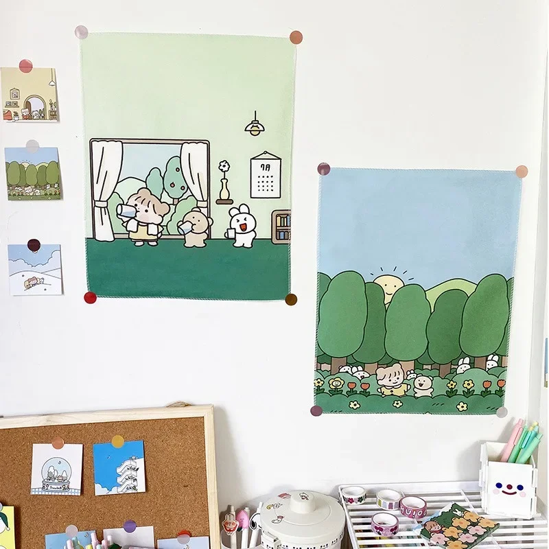 Kawaii Wall Decorating Cloth Tapestry Aesthetic Room Decoration Christmas Upholstery Fabric Wall Tapestry Background Ornament