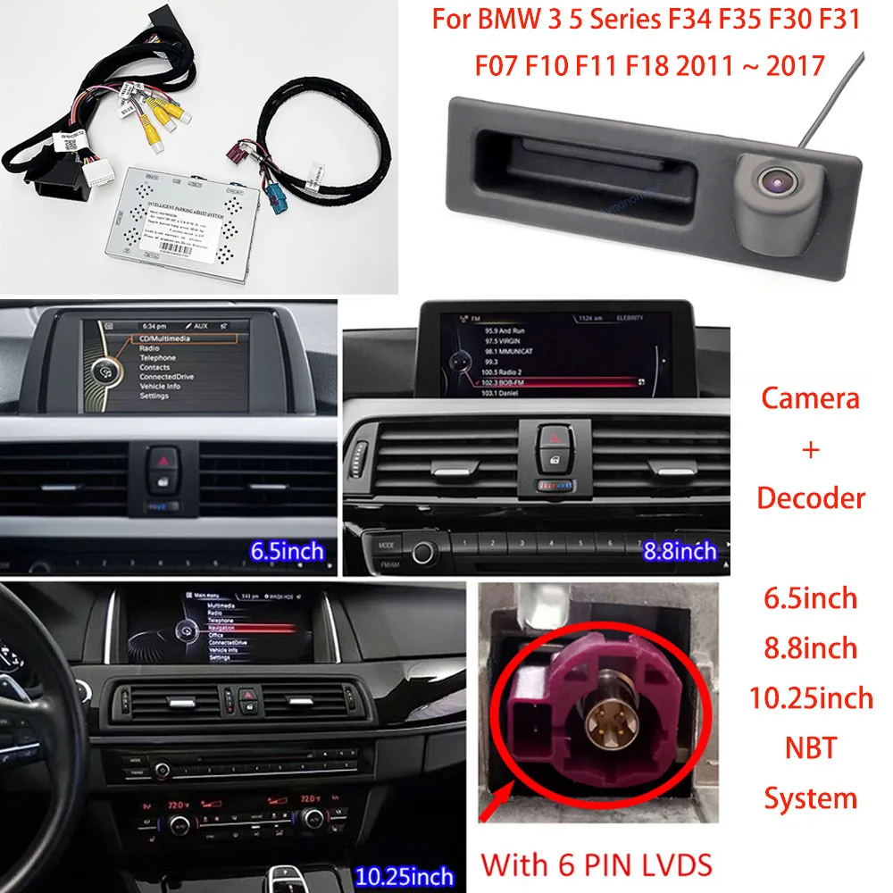 Caméra De Recul 1280x720 Pixels Pour BMW - Angle 170° - IP68 étanche - Compatible Séries F, Z, X - Inclut Câbles Et Guide