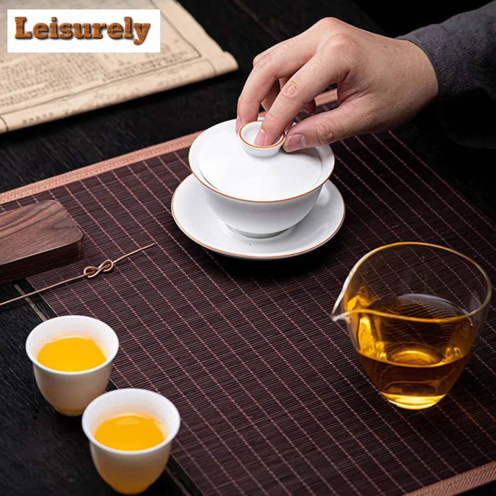 Japanese Bamboo Woven Tea Table Mats Ancient Teacup Coaster Set Drink Coaster Dinner Table Cloth Mat Chinese Tea Set Ornaments
