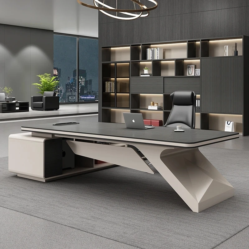 European Modern Office Desk Organizer Bookshelf Light Luxury Executive Computer Desks Corner High Quality Escritorio Furniture