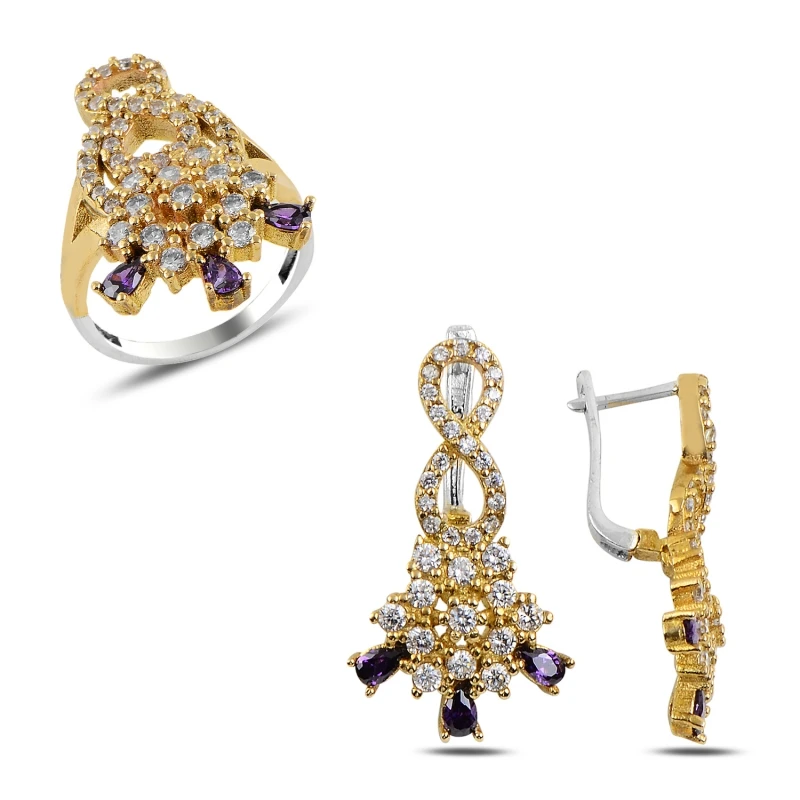 

Silver 925 Sterling Zircon Cubic Zirconia Authentic Set