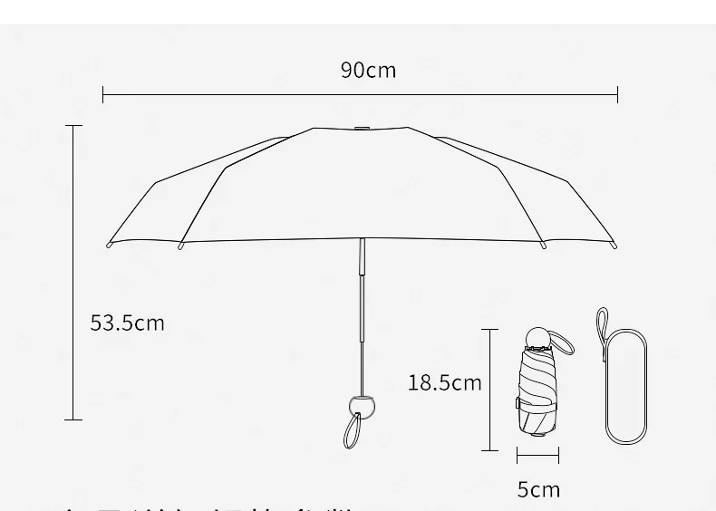 Description Picture 2 of itemMini 8-Ribs Sun Umbrella Portable Pocket Capsule Umbrella Sun Protection UV Folding Umbrella Parasol with Box