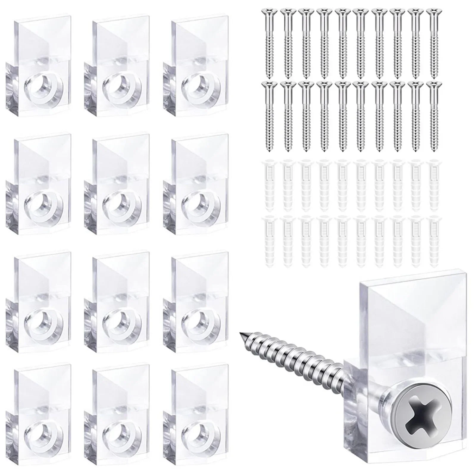 Install Mirrors with Ease 20 Sets of Mirror Holder Clips Kit Includes Screws and Anchors for Convenient Mounting mirror hanging kit