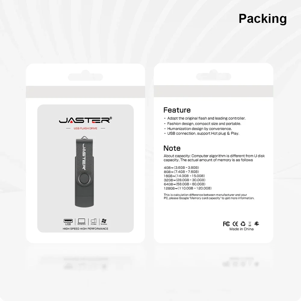 USB Flash Drive JASTER OTG 8GB 16GB 32GB 64GB 128GB Metal Pen Drive Double use Micro USB Memory Stick