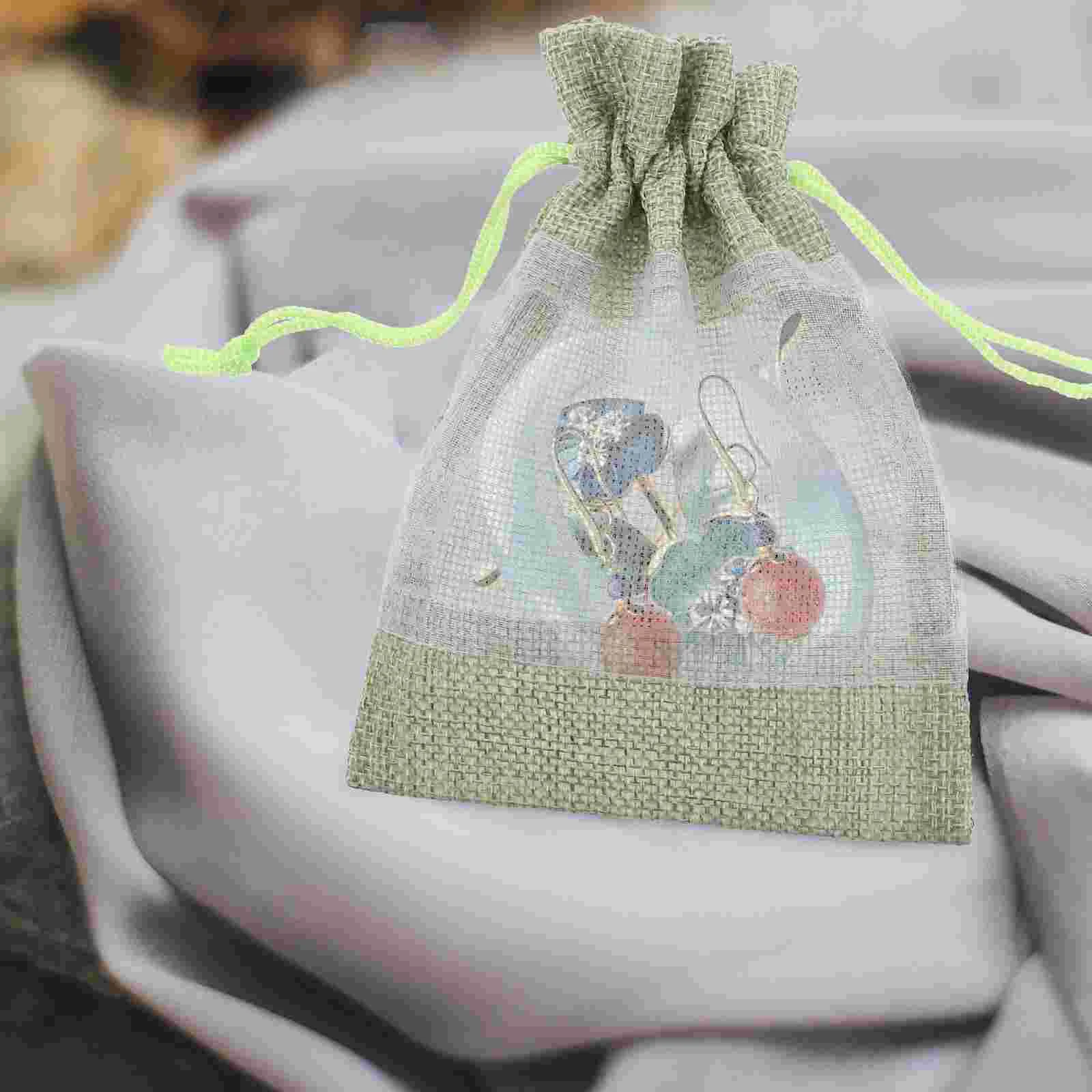 10 Pcs Mesh Bag Drawstring Storage Jewelry Bags Candy Clear Window Pouch Gift Small Organizer