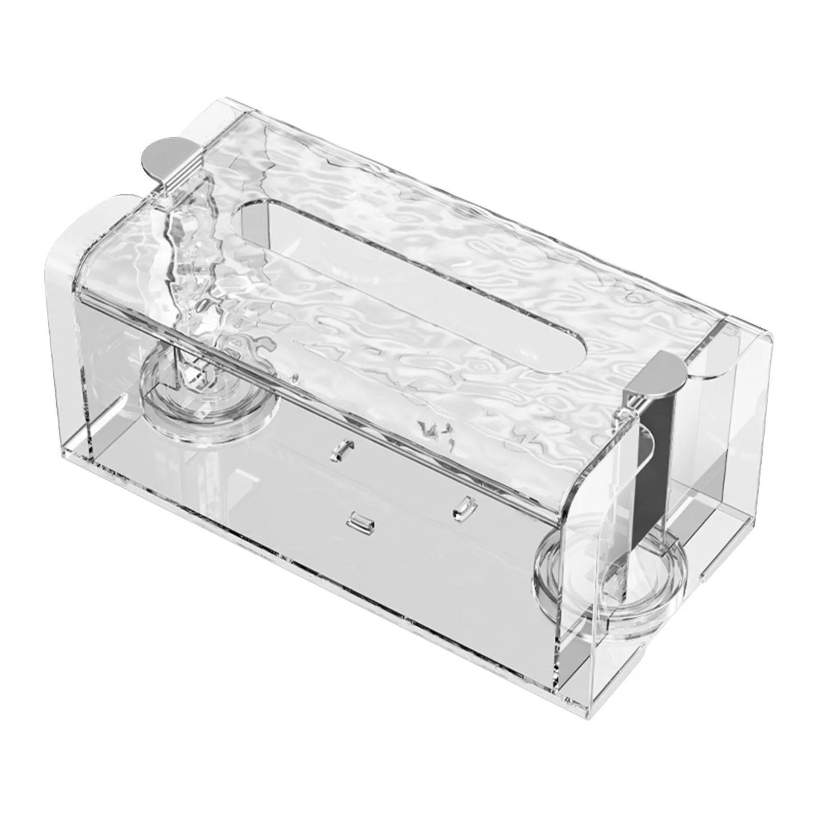 Suction Cup Tissue Box High Capacity Tissue Box Suitable Waterproof Designer Ripple Tissue Box Bathroom Kitchen Tissue Storage 4