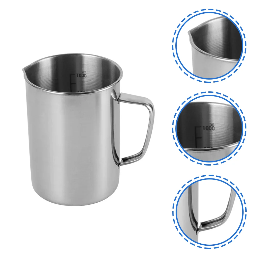Experimental Measuring Cup Stainless Steel with Scale Laboratory Beaker Tool Milk Pitcher